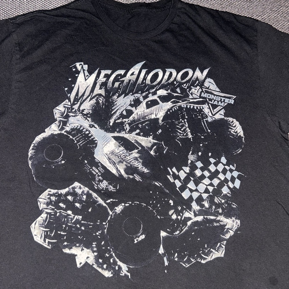 Black Monster Jam Megalodon Monster Truck Black Graphic T Shirt Mens Large